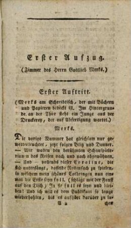 Herr Gottlieb Merks, der Egoist und Criticus : Eine Burleske in zwey Aufzügen