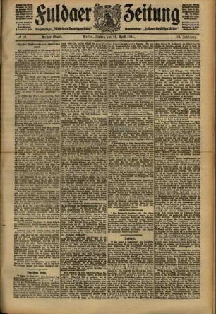 Erste Ausgabe vom Freitag, den 21. April 1911.