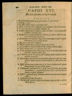 Caput XVI. De Exceptione jurisjurandi.