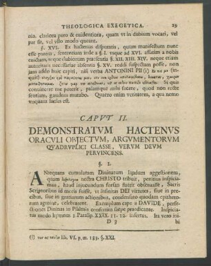 Caput II. Demonstratum Hactenus Oraculi Objectum, Argumentorum Quadruplici Classe, Verum Deum Peruincens