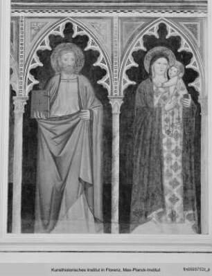 Thronende Madonna mit Kind und Heiligen