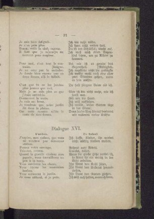 Dialogue XVI. L'arrivée. Die Ankunft.