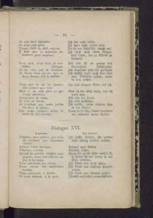 Dialogue XVI. L'arrivée. Die Ankunft.