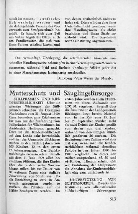 Mutterschutz und Säuglingsfürsorge