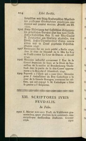 XXI. Scriptores Iuris Feudalis.