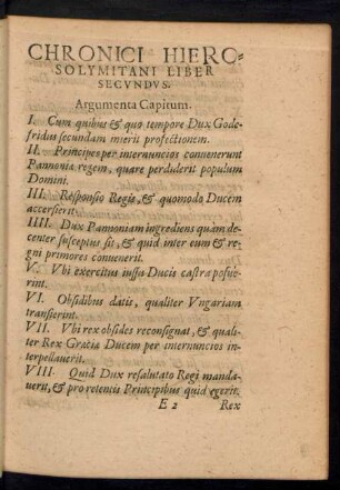 Chronici Hierosolymitani Liber Secundus.