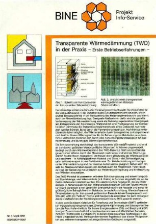 Transprarente Wärmedämmung in der Praxis. - Erste Betriebserfahrungen.