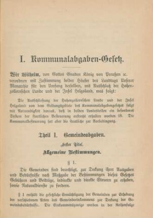 I. Kommunalabgaben-Gesetz.