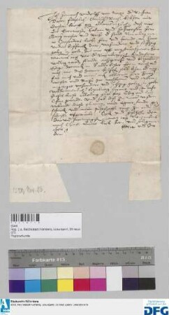 Dr. Heinrich Rudolff von Weze, fürstlich clevischer Rat, stellt der Stadt Nürnberg Quittung aus über 400 fl. Stadtsteuer.