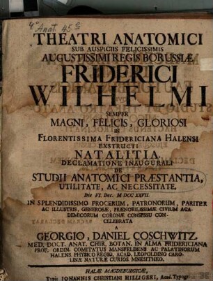 De studii anatomici praestantia : utilitate ac necessitate declamatio inauguralis