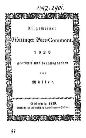 Allgemeiner Göttinger Bier-Comment 1828