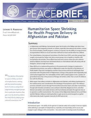 Humanitarian space shrinking for health program delivery in Afghanistan and Pakistan
