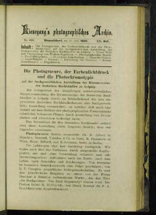 Die Photogravure, der Farbenlichtdruck und die Photochromotypie