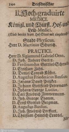 II. Hoch-graduirte Medici, Königl. und Churfl. Hof- und Leib-Medici