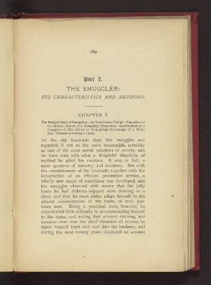 Part V. THE SMUGGLER: HIS CHARACTERISTICS AND METHODS