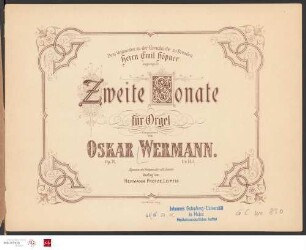 Zweite Sonate : für Orgel ; Op. 70