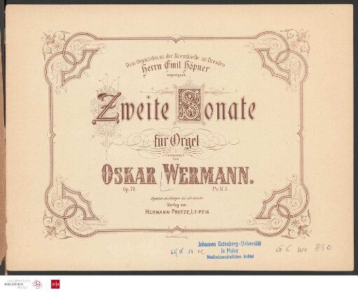 Zweite Sonate : für Orgel ; Op. 70