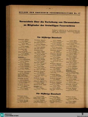 Badische Feuerwehr-Zeitung : offizielles Organ d. Badischen Landes-Feuerwehr-Verbandes u. d. badischen Feuerwehren, Beilage zur Badischen Feuerwehrzeitung