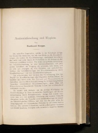 Antitoxinforschung und Hygiene