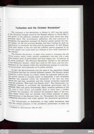 Turkestan and the Ocotber Revolution
