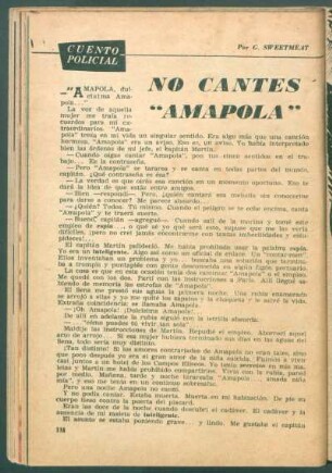 No cantes "Amapola" : Cuento policial