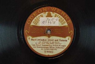 Duett zwischen Alfred und Violetta aus "Traviata" IV. Akt : II. Teil: "Jetzt, mein Alfred, geh'n wir" / (Verdi)