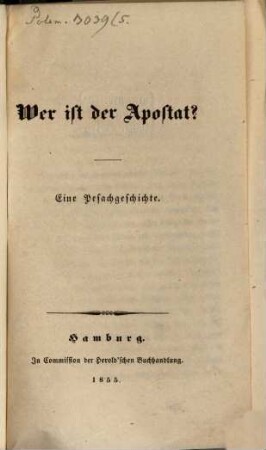 Wer ist der Apostat? Eine Pesachgeschichte