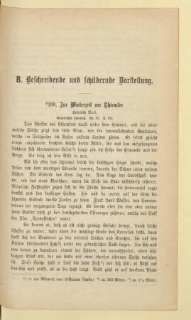 B. Beschreibende und schildernde Darstellung