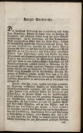 Kurzer Vorbericht.
