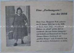 Propaganda-Handzettel der SED (?) gegen die Abholung von Lebensmittelpaketen ("Bettelpaketen") aus West-Berlin durch DDR-Bürger