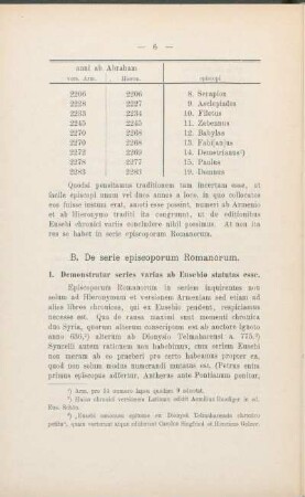 B. De serie episcoporum Romanorum.