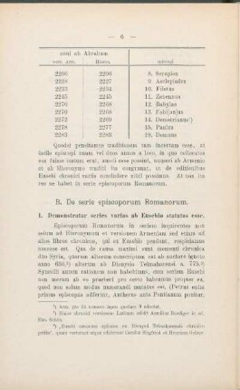 B. De serie episcoporum Romanorum.