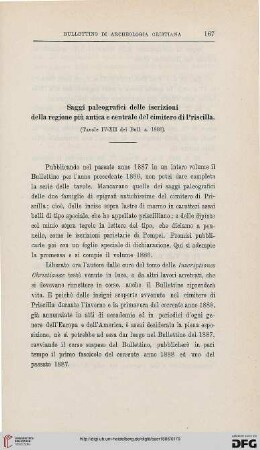 4.Ser.4.1886: Saggi paleografici delle iscrizioni della regione più antica e centrale del cimitero di Priscilla