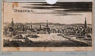 Stadtansicht von Dresden, Blick über die Elbe nach Südwesten auf die Altstadt