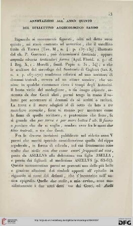 6: Annotazioni all' anno quinto del Bullettino Archeologico Sardo