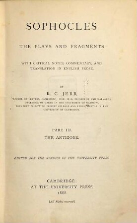 Sophocles, the plays and fragments, 3. The Antigone