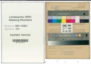 Entnazifizierung Heinrich Irschfeld , geb. 01.06.1904 (Gartenbautechniker)