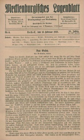 Nr. 8. Rostock, den 13. Januar 1927.