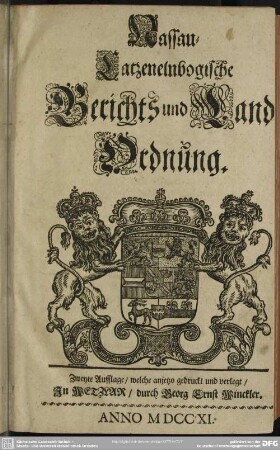 Nassau-Catzenelnbogische Gerichts und Land-Ordnung