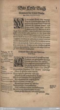 Das Erste Buch Argument des Ersten Buchs der ARCHIDOXA.