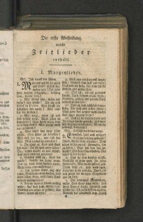 Die erste Abtheilung, welche Zeitlieder enthält.