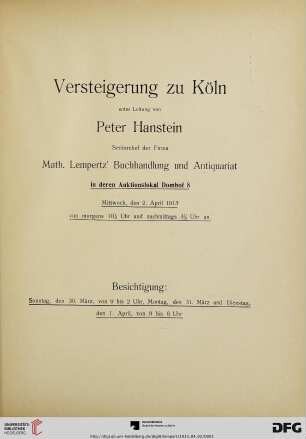Versteigerung zu Köln