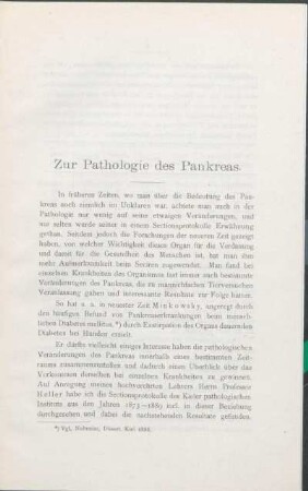 Zur Pathologie des Pankreas.