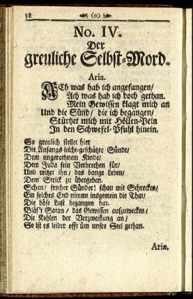 No. IV. Der greuliche Selbst-Mord.