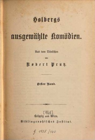 Holbergs ausgewählte Komödien, 1