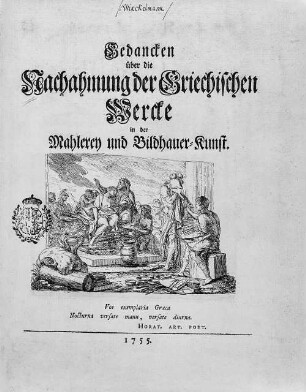 "Gedanken über die Nachahmung der Griechischen Wercke in der Mahlerey und Bildhauer-Kunst", Titelblatt