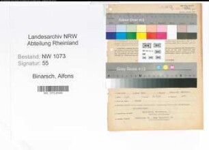 Entnazifizierung Alfons Binarsch , geb. 05.04.1889 (Werkstattbesitzer)