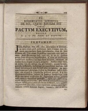 IV. De eo quod justum est circa pactum executivum
