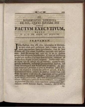 IV. De eo quod justum est circa pactum executivum