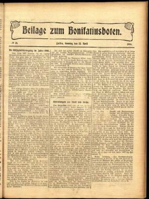 Zweite Ausgabe vom Sonntag, den 22. April 1906.